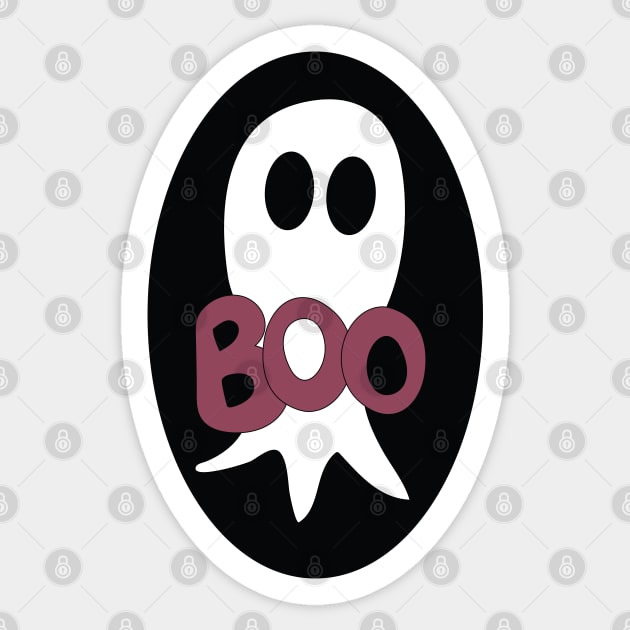 Cute Halloween ghost cartoon with BOO text Sticker by Angel Dawn Design